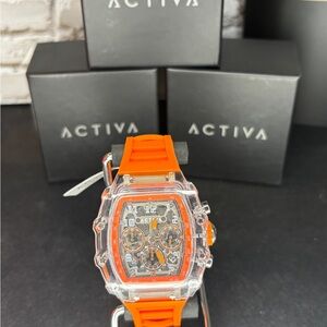 Activa Fury Men's Transparent and Orange Chronograph Watch
